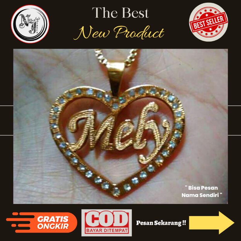 Liontin Nama Lapis Emas Love || Liontin Love full permata