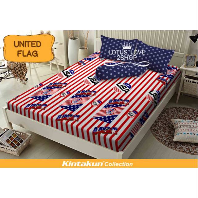 Sprei QUEEN kintakun dluxe motif UNITED FLAG (uk 160x200)