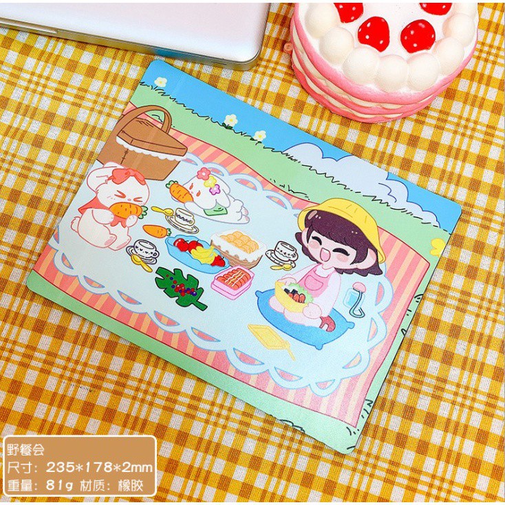 J2 - Mousepad kartun student Alas Mouse / Tatakan Mouse lentur-piknik