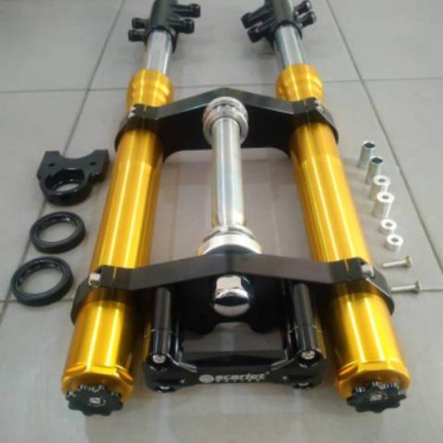 Shock Depan USD Up Side Down Vixion/Byson Full CNC Scarlett