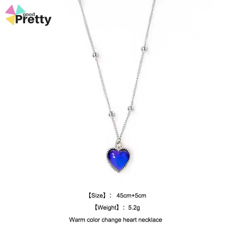 Kalung Cinta Berubah Warna Hangat Desain Niche Wanita Manis Keren Fashion Kalung All-Match - PD