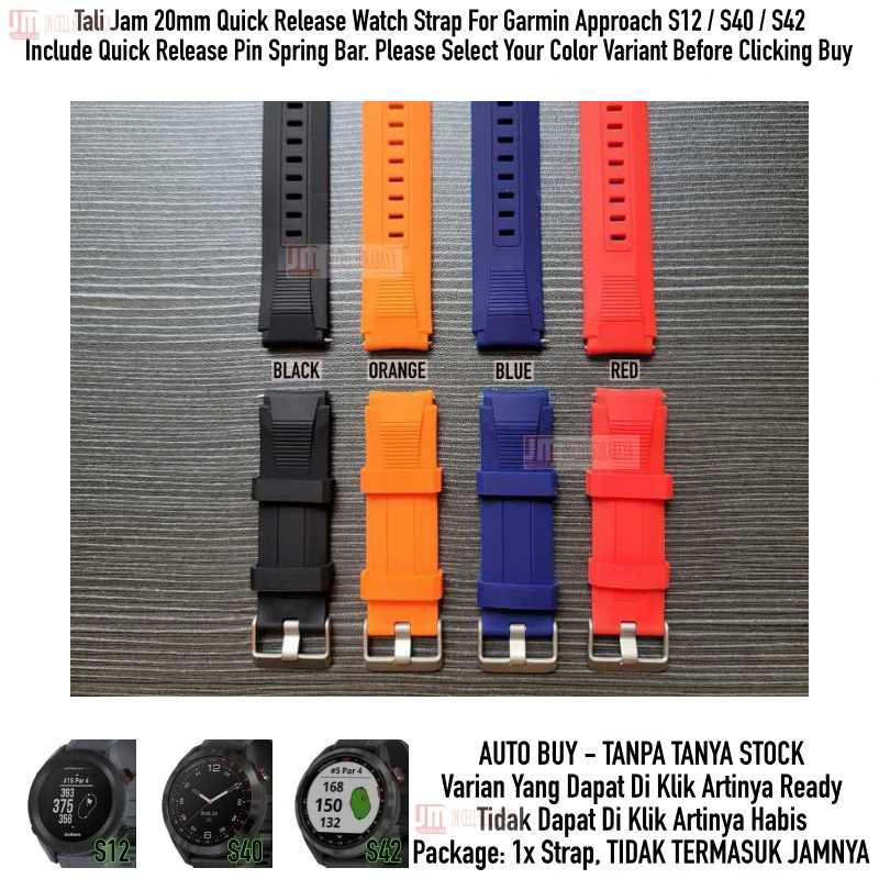 SIKAI Wide Watch Strap Garmin Approach S12 / S40 / S42 - Tali Jam 20mm Rubber Sporty Silikon