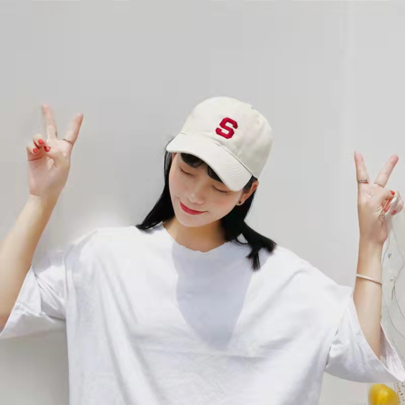 Topi Baseball Wanita Casual Korean Fashion Dengan Bordir Tulisan S Import