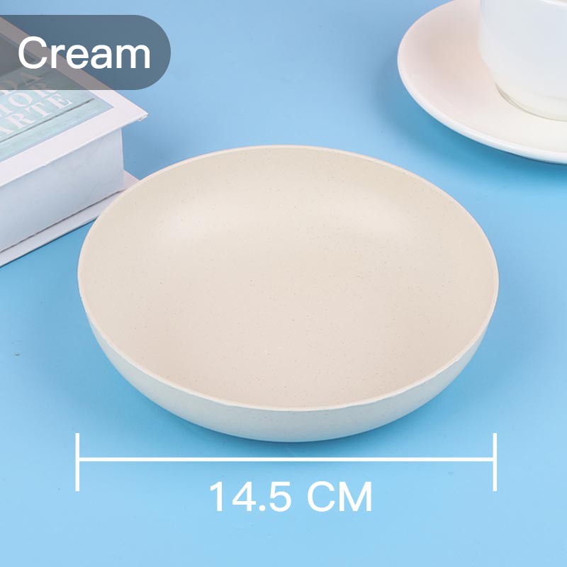 ❤ READY STOCK❤Piring Makan Saji |14.5、 20 、23 dan 25 cm Round Plate Piring Saji | Ramah Lingkungan | Biodegradable-14.5cm-Cream