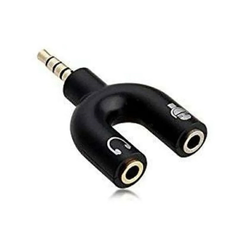 Splitter U / Konektor Audio Mic Y Shape 3.5mm Jack to Dual Female Headset Spliter 2in1 2 Lubang Colo