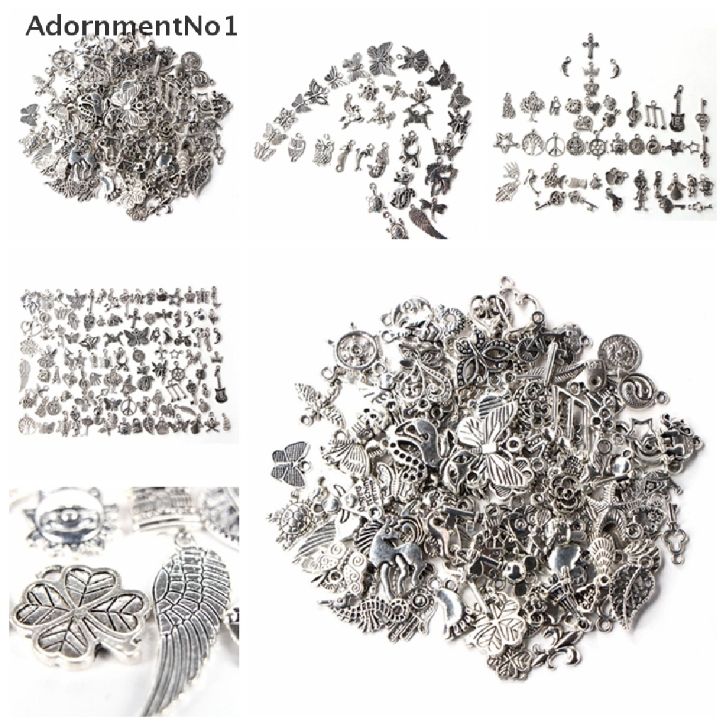 (AdornmentNo1) 100pcs / Lot Liontin Silver Tibet Campur Untuk DIY Perhiasan