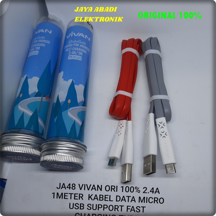 J48 ORIGINAL VIVAN 2.4A KABEL DATA MICRO USB FAST CHARGING CABLE CAS CASAN QUICK SPEED FASTER J48  1M kabel data micro usb fast charging cable cas qualcom quick charge flash maximum speed quallcom charger hp handphone androit faster multi universal origin