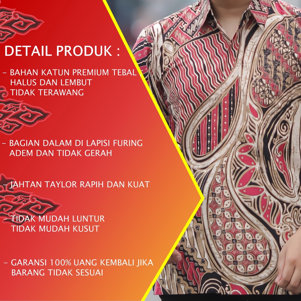 KEMEJA BATIK PRIA LENGAN PANJANG PREMIUM REGULAR KANTOR BATIK ALUNA PCW 080