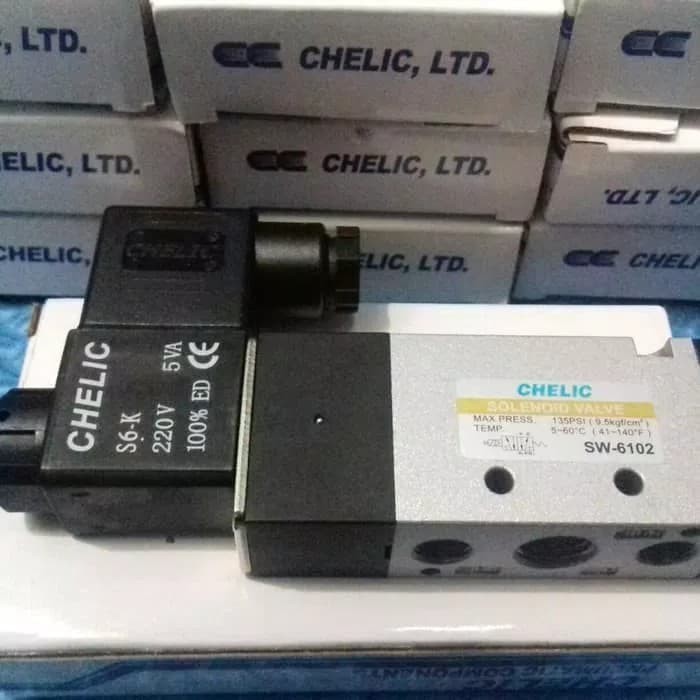 Pneumatic solenoid valve sigle coil 5/2 - 1/4" CHELIC SV6102 /SW6102