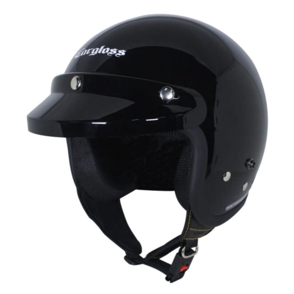 Helm Cargloss Original CFM Retro Army Half Face - Black Hitam Abu Doff Glossy Metalik