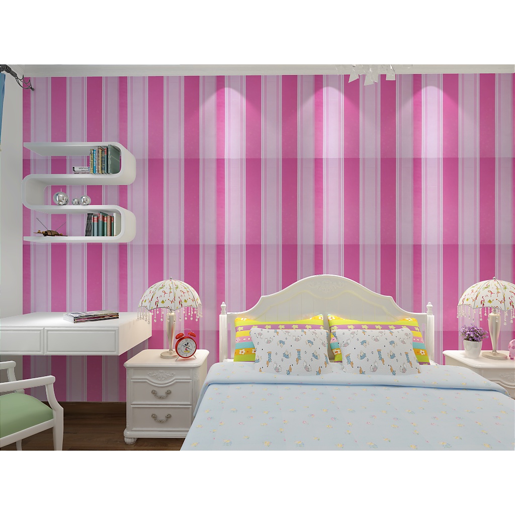 Wallpaper Sticker Salur Pink 5242-2 / Wallpaper New / Ukuran +- 9mx45cm