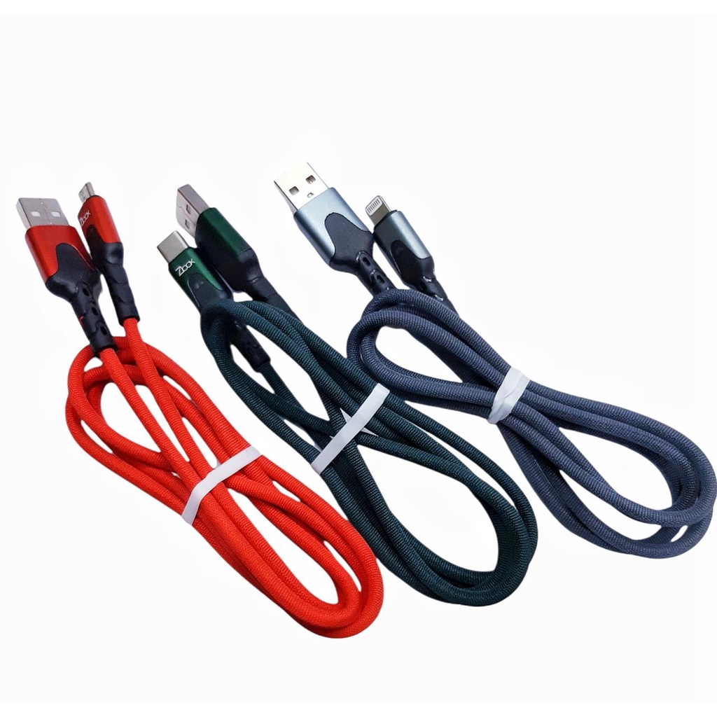 Kabel ZBox CML011 LED Micro Type C Lightning Kabel Data LED tali sepatu bahan fast charging