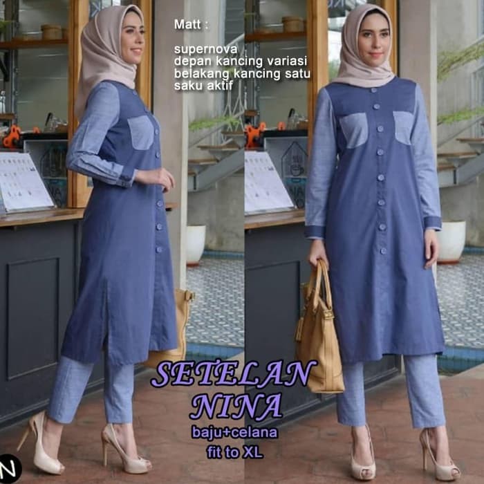 F619L Setelan Celana Chanel / Set Celanan Channel By Anis Collection Setelan Stelan Celana Wanita Ce