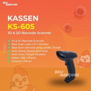 KASSEN KS605 SCANNER BARCODE 1D 2D IMAGER AUTO SCAN SENSE DENGAN STAND USB