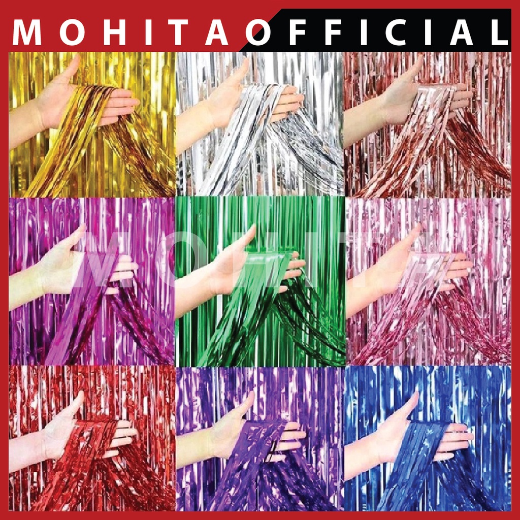 tirai ulang tahun/tirai foil/tirai foil ulang tahun/tirai rumbai/tirai dekorasi/tirai ultah/tirai di