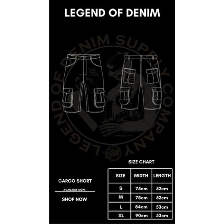 Celana Cargo Pendek Pria Wanita - ORIGINAL LEGEND OF DENIM - Celana Cargo Cowok Hitam