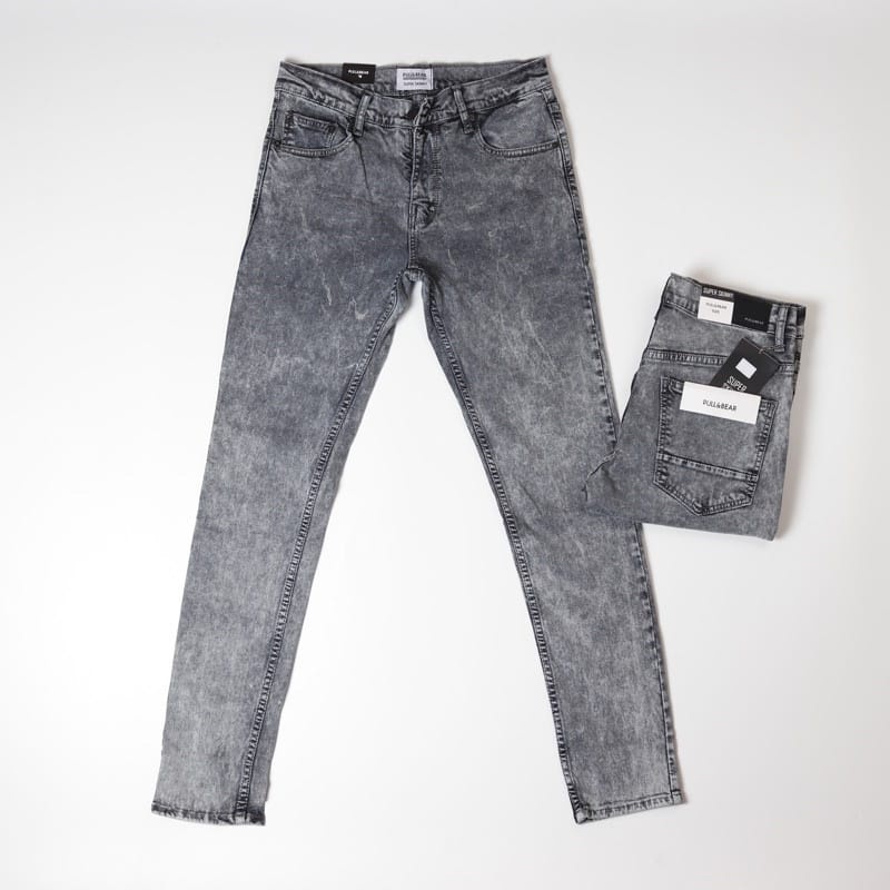 CELANA JEANS PRIA PULL&amp;BEAR GREY ACID SKINNY STRETCH PULLANDBEAR PULL &amp; BEAR PULL AND BEAR PENSIL