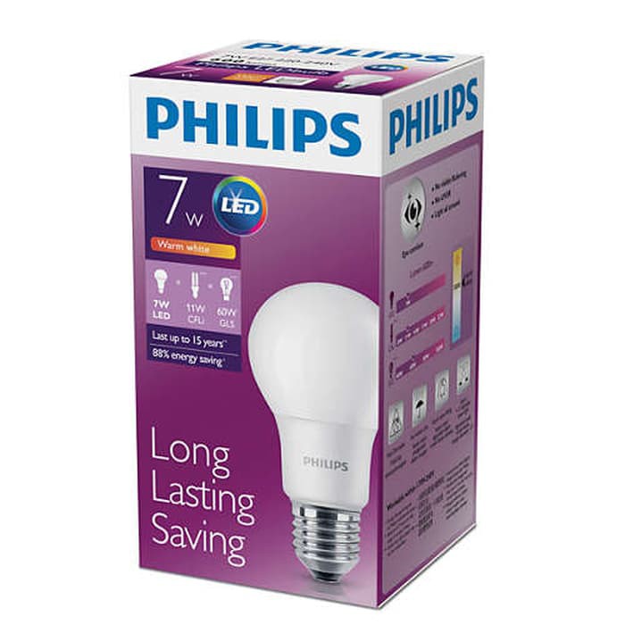 Lampu Bohlam Led Philips Warm White/Kuning 7 Watt 7Watt 7W ...