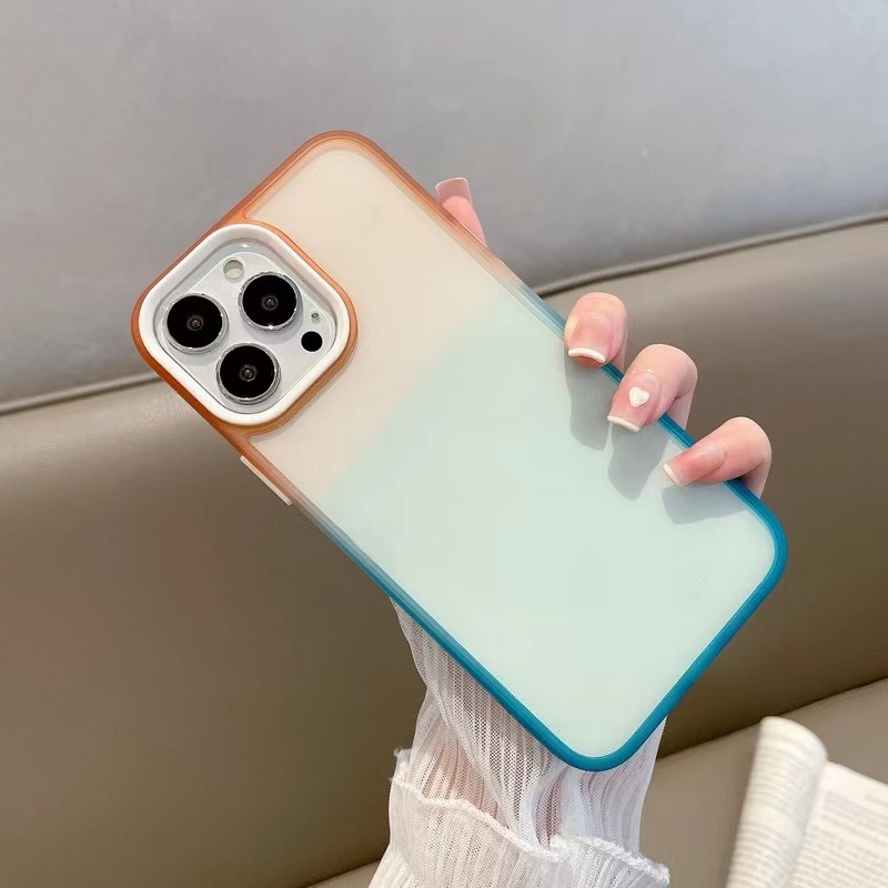 Case Transparan Warna Gradasi Pelangi Untuk iPhone 13 Pro max 12 Pro max 11 Pro max