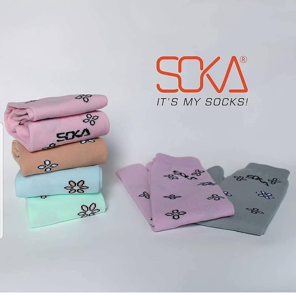 Kaos Kaki Jempol SOKA Motif Essentials Flower - Jempol Pendek Size M Motif Bunga