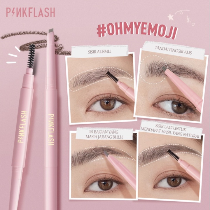 [ PINKFLASH ] OhMyEmoji Automatic Eyebrow Pencil Tahan Air Pigmen Pensil Alis PF013