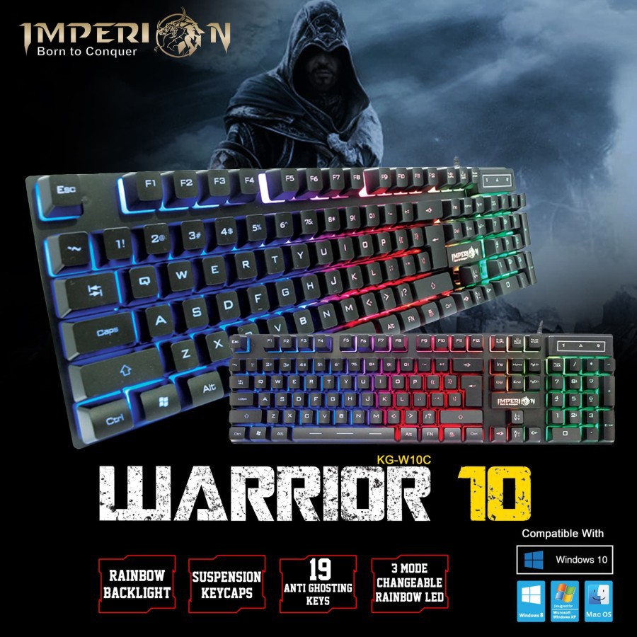 KEYBOARD GAMING IMPERION WARRIOR 10 SEMI MECHANICAL RAINBOW BACKLIGHT