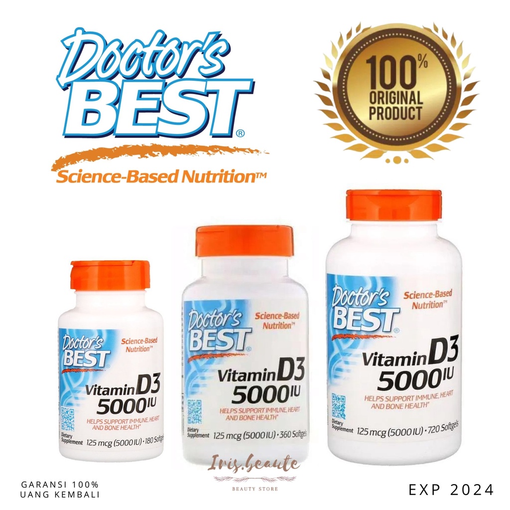 DOCTOR BEST Vitamin D3 5000 IU / 180 360 720 Softgels