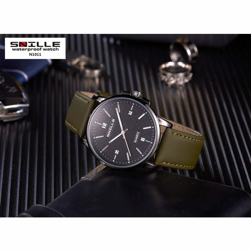 Jam Tangan Snille Kulit N1022 Fashion Pria Kasual Terlaris Terbaik