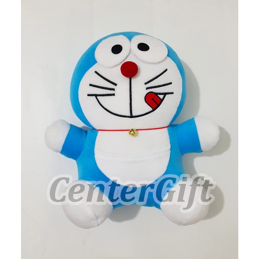 Boneka Doraemon Duduk Murah Ukuran Sedang Bahan Halus Rapih SNI