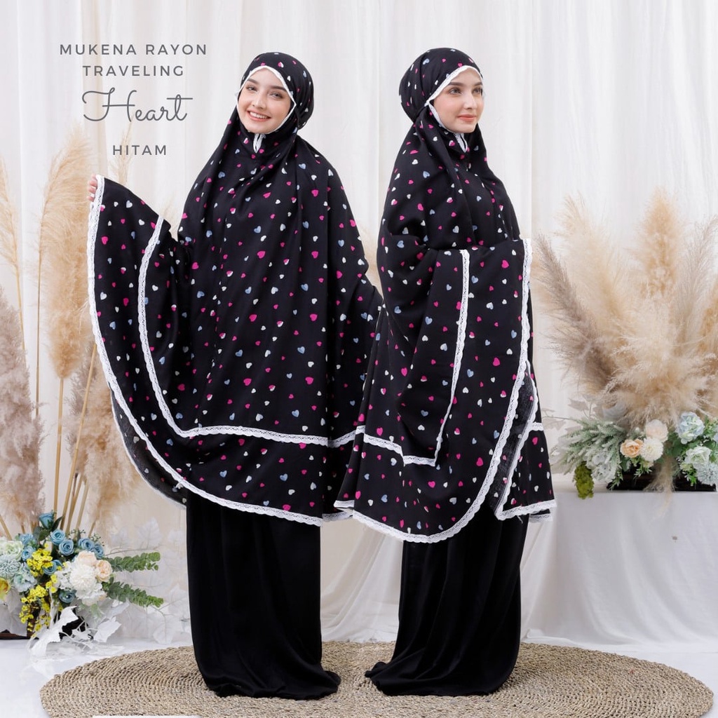Pusat Mukena Indonesia - Mukena Dewasa Rayon Bali Motif Heart