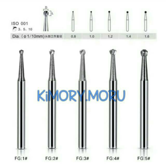 dental carbide bur round bulat highspeed / dental bur / bor gigi