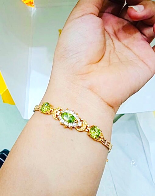 Gelang tangan wanita lapis emas kombinasi permata gelang permata