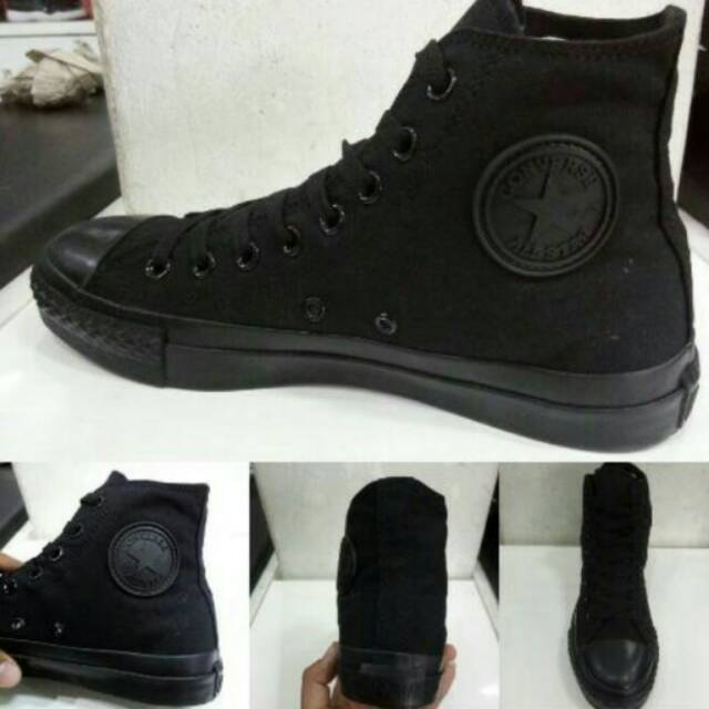 Sepatu Converse Allstar High Tinggi Hitam Polos Fullblack Sekolah Kerja Kuliah Formal Traning Casual