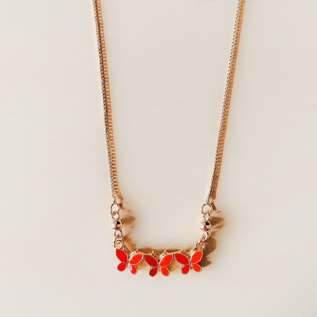 Kalung Anak Triple Red Butterfly Gold