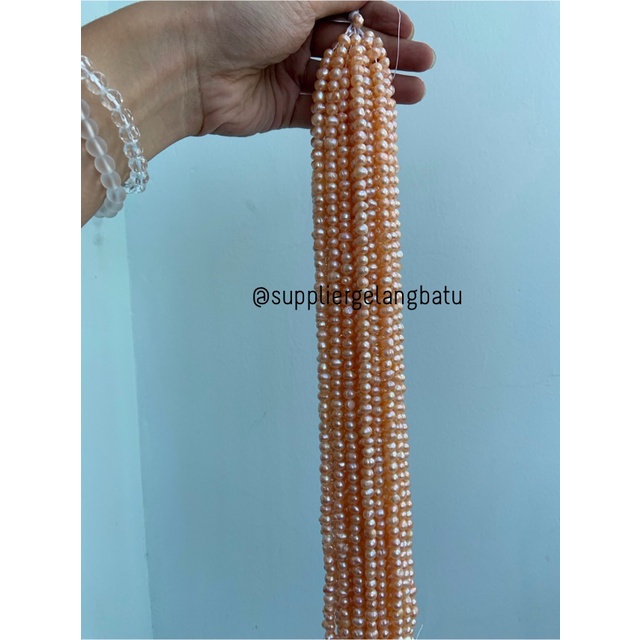 Bahan Mutiara Air Tawar Barok PEACH 6 x 8mm Bulat baroque pearl