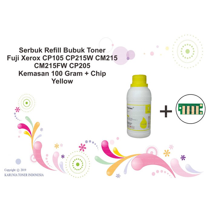 Serbuk Toner Xerox CP215 CM215 CM215FW CP205 + Chip 100 Gram Yellow