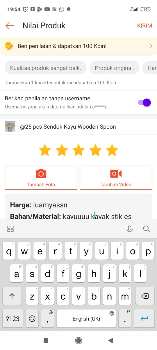 @25 Pcs Sendok Kayu Wooden Spoon