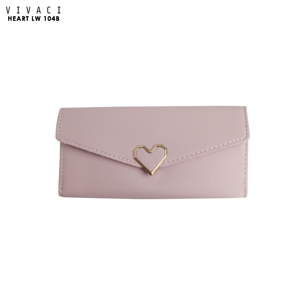 Dompet Korea Wanita Vivaci Heart LW 104B Dompet Panjang Lipat 3 Lucu - Skoola