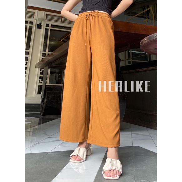 Yuri kulot  / kulot knit import /Celana Knit Import / Flexible/kulot wanita/kulot dewasa /celana panjang-Terracotta