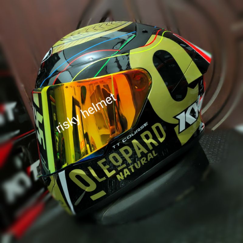 KYT tt course leopard gold paket visor