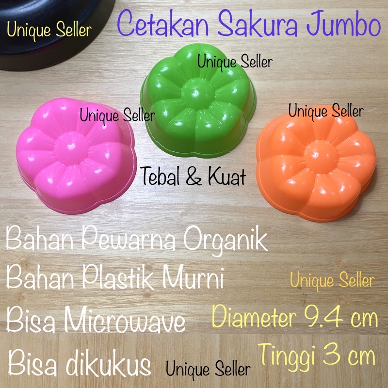 [6 pcs] Cetakan Sakura Besar Jumbo Plastik isi 6 / Cetakan Puding Pudding Nasi Bento Kue Bolu Sakura Besar Jumbo / Cetakan Jelly Jeli Jelli Agar Ager Sakura Besar Jumbo / Cetakan Puding Ulir Spiral Viral / Cetakan Puding Bunga Sakura