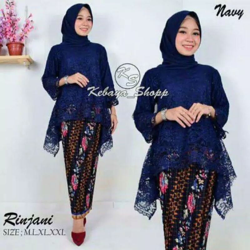 IndahKebaya | SET KEBAYA BROKAT MUSLIMAH / KEBAYA AKAD / WISUDA / HITAM / PUTIH / MOCCA / HIJAU