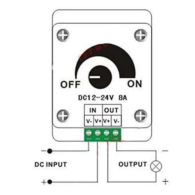 DC Dimmer Switch 12V-24V 8A Mini LED Strip Motor Kipas Dimmer Controller Peredup