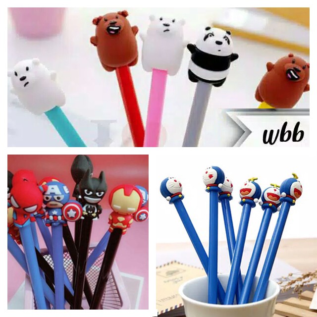 

Bolpen lucu Pulpen gel pen mainan edukasi Doraemon WBB Superheroes