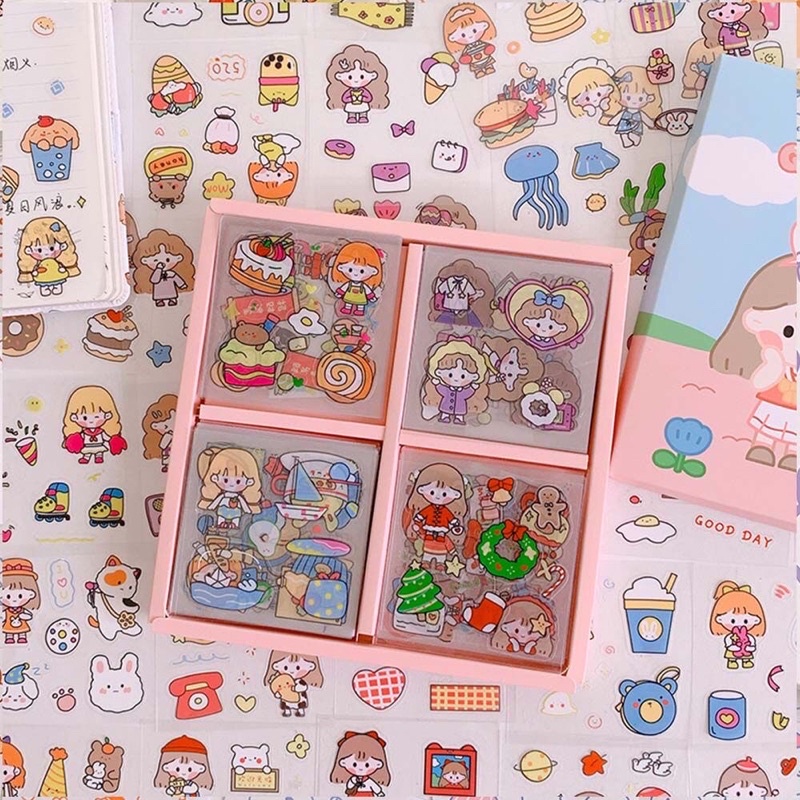 READY 1 LEMBAR STIKER KARAKTER KARTUN  ANAK PEREMPUAN LUCU GIRLS CUTE CARTOON STICKER UNTUK DEKORASI BUKU DECO JURNAL DIARY DIY SCRAPBOOK PHONE CASE ORGANIZER PONSEL HP LAPTOP BOTOL MINUM VIRAL MINIMALIS GAYA JEPANG KOREA KAWAII FANCY UNIK IMUT AESTHETIC