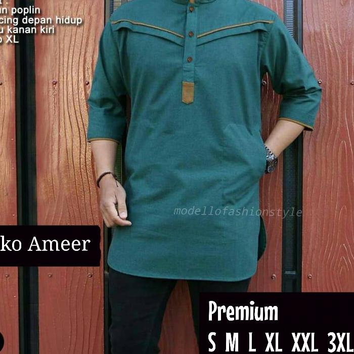 OD0✧ AMEER - KOKO KEMEJA BAJU KURTA QURTA S M L XL XXL 3XL JUMBO PRIA LAKI LAKI DEWASA LENGAN 3/4 WA