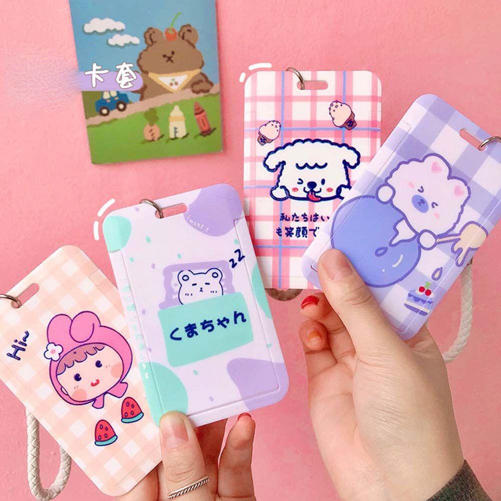 R-flower ID Badge Holders Retractable School Jendela Transparan Perlengkapan Kantor Card Holder Cover