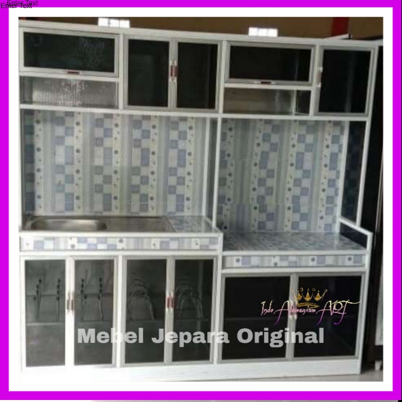 Lemari Rak Dapur Besar & Wastafel Cuci Piring Bahan Alumunium