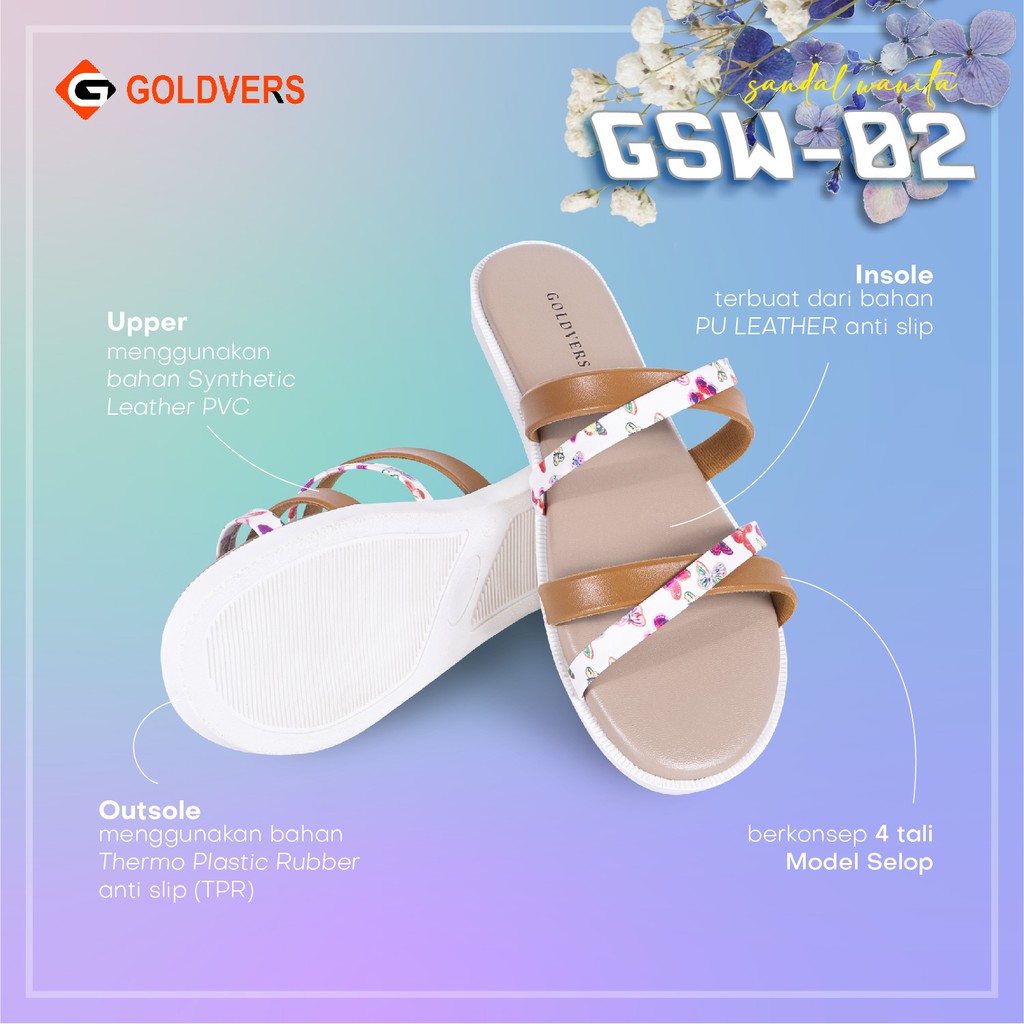 Sandal Teplek Wanita Silang Sandal Goldvers Sandal Flat Original Import Sandal Selop - Goldiesbags