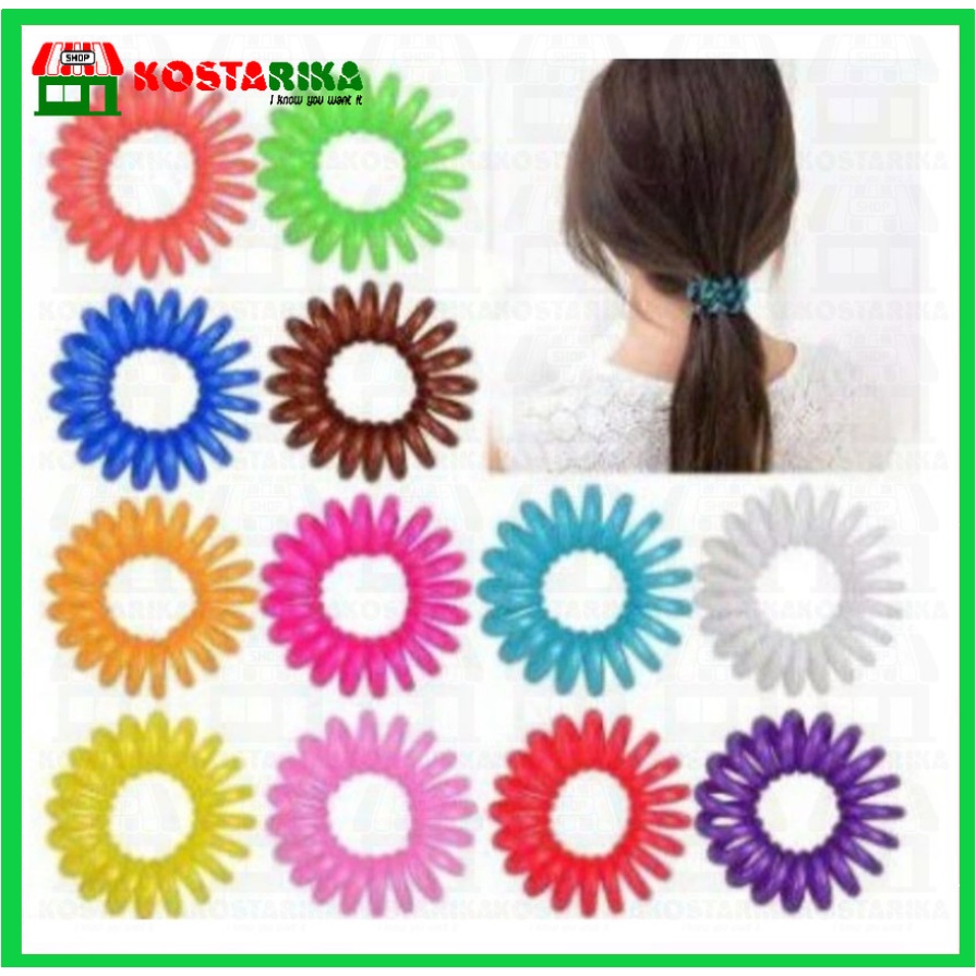 KUNCIRAN RAMBUT SPIRAL WARNA WARNI / IKAT RAMBUT SPIRAL